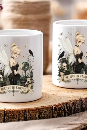 Gothic Fairy 'Believe In Fairies' Ceramic Mug