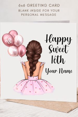 Sweet 16 Birthday Card – Pink Balloons
